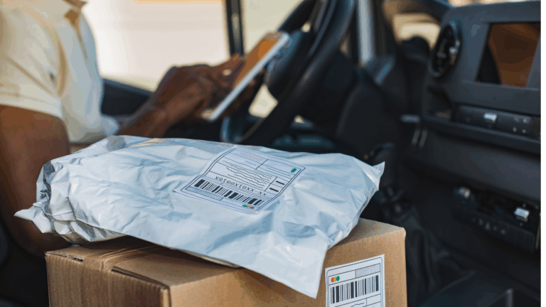 Courier package ready for delivery